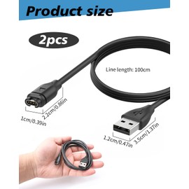 2PCS Watch Charger Cable for Garmin Smartwatch, Fenix 5 5S 5X Plus 6 6S 6X Pro 7 7S 7X, Forerunner 45 45S 245 Music 935 945, Vivoactive 3 4 4S, Approach S10 S40 S60,Vívomove 3S Sport,Venu Sq 2 Plus