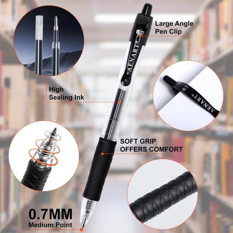 Aen Art Gel Pens, 30 Pack Black Gel Pen Fine