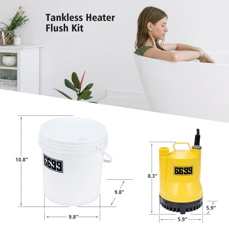 Tankless Water Heater Descaling Flush Kit Includes Submersible Utility Pump