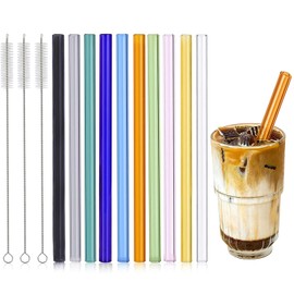 10 x Colourful Glass Straws – Colourful Glass Straws – Glass Straws Short Coloured – Colourful Glass Straws Colourful – Straw Glass Drinking Straws Glass Straw Colourful