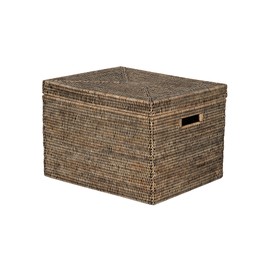 Kouboo La Jolla Rattan Rectangular Storage Box, Black-Wash