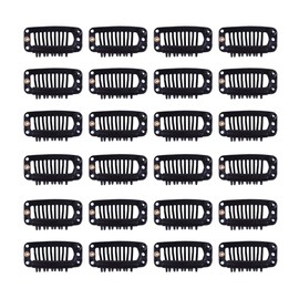 24 pcs/lot Wig Clips 32mm 9-teeth Hair Extension Clip Snap Wig Accessories Clips with Rubber Back (Black)