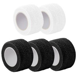 5 Rollen Verband Selbsthaftend 2.5cm*4.5m,Bandagen Selbstklebend,Selbstklebender Verband,Bandage Tape Selbstklebend Klebeverband Selbstklebend Elastische Binde,3pcs Schwarz+2pcs Weiß