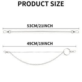 2Pcs Wallet Chain, Chain Belt Set Biker Hip Hop Punk Anti-Theft Chains for Keys, Jeans, Pants, Purse and Handbag Goth Vintage Clothing Accessories for Women Men(19”& 21”)