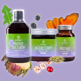 BitterLiebe - Intestinal Building Package - with Postbiotics, Probiotics and Fibre with Flavour - For Your Gut Health