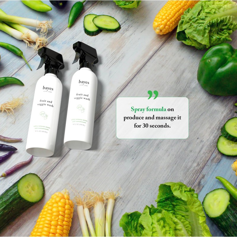 Bayes High-Performance Produce Wash - Fruit and Vegetable Cleaner, Helps