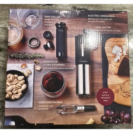 Rabbit Electric Wine Opener Set 8 Piece Set W/Foil Cutter, Aerator, Stoppers NEW