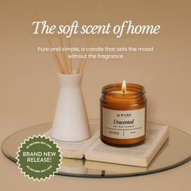 Bare Botanics Unscented Soy Candle - Premium, Non-Toxic Candle in 9 oz Jar - 100% Natural Soy Wax & Plant-Based Fragrance Oils, Naturally-Scented - Handpoured in WI - 40 Hrs Long Burning