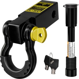 SAMOUT Shackle Hitch Receiver for 2in Receiver, 66000Lbs MBS (11000Lbs WLL), Forged Steel 3/4 D-Ring Included, with Trailer Hitch Lock