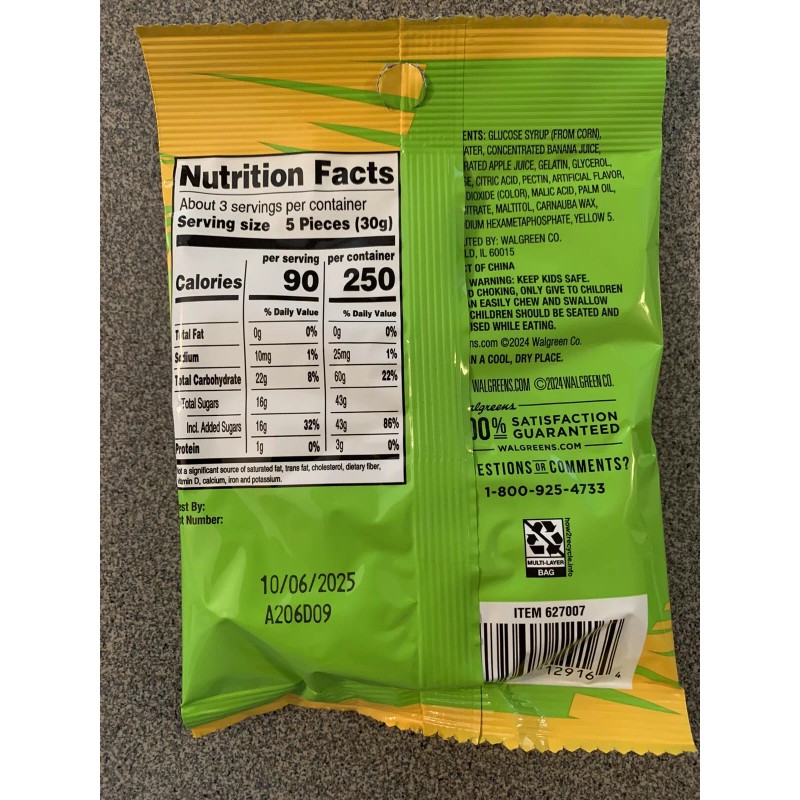 NICE! X 2 Gummy BANANA Peelable Candy 2.82 oz Fresh