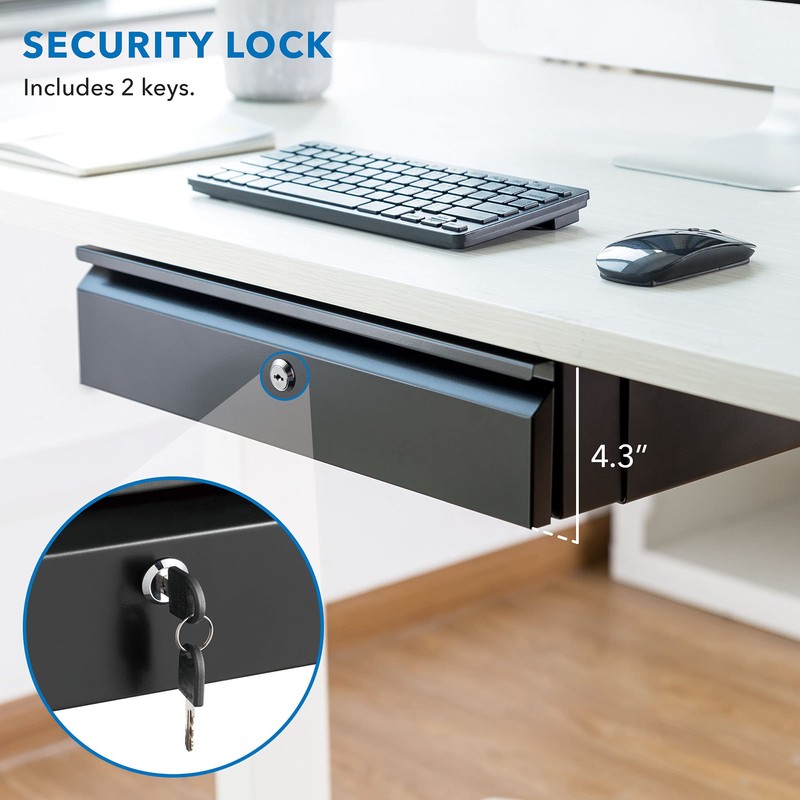 Mount-It! Under Desk Pull-Out Drawer with Lock and 2 Keys
