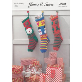 James Brett Double Knit Knitting Pattern for Reindeer Snowman or Santa Stocking (JB811)