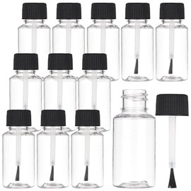 BENECREAT 20 Packs 20ml(0.68fl. oz) Plastic Brush Applicator Bottles with Black Cap, Empty Refillable Nail Polish Touch Up Bottle with Brush Top for Glue, Paint, Nail Art