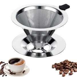 Kasanni Coffee Filter, Stainless Steel Coffee Filter, Reusable Coffee Filter, Easy to Clean, Ideal for Filtering Coffee, Paperless Coffee Filter for Pouring Coffee