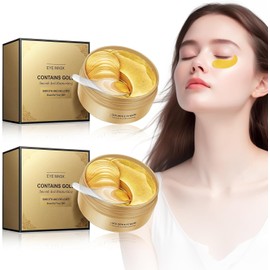 120Pcs Parches 24k, Bolsas y Ojeras de Ojo, Parches Ojeras 24k, Colageno Contorno de Ojos, Patas de Gallo e Hinchazón, Secos y Líneas Finas, Tratamiento Antiarrugas (Amarillo)