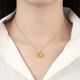 November Birthstone Necklace for Women 14K Gold Plated Citrine Necklace Heart Birthstone Necklace November Birthstone Jewelry November Birthday Gifts for Women Girls