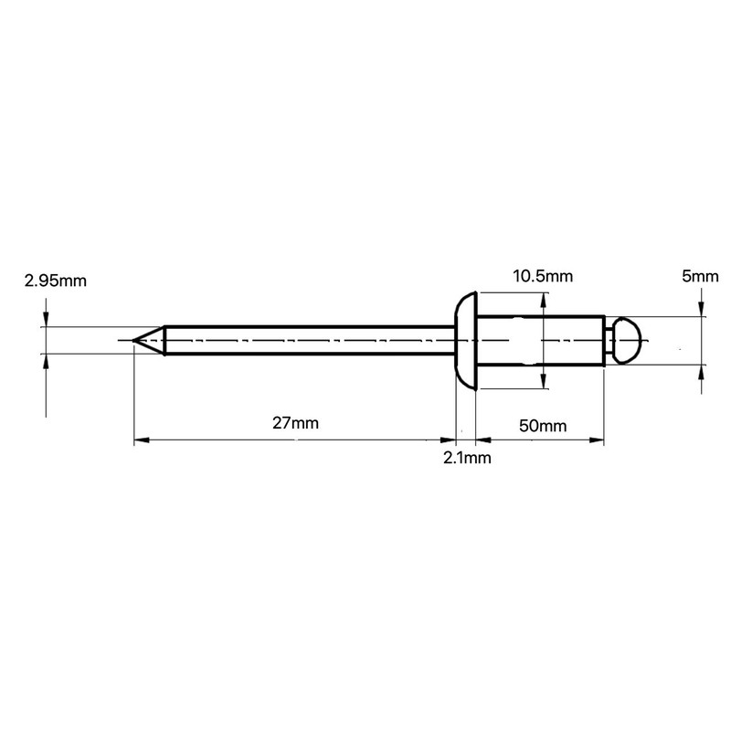 5mm x 30mm Blind Pop Rivet Dome Head Aluminium/Steel Shaft