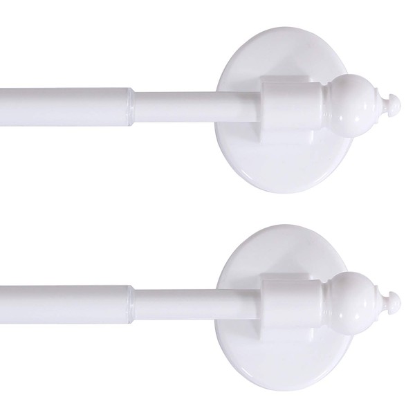 H.VERSAILTEX 2 PACK Magnetic Curtain Rods Multi-Use Adjustable Petite Cafe Sidelight Magnetic Rods Tool Free for Iron and Steel Place (16"-28", White)