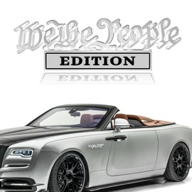 Pvotawp We The People Decal Classic We The People Edition Emblems, Metal Car Decals Edition Truck Emblem Adhesive, 3D Tailgate Letters Decoration Labels Car Badges Bumper Funny Sticker(Silver/Black)