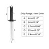 sourcing map Aluminum Blind Rivets, 4mm x 6mm (5/32" x