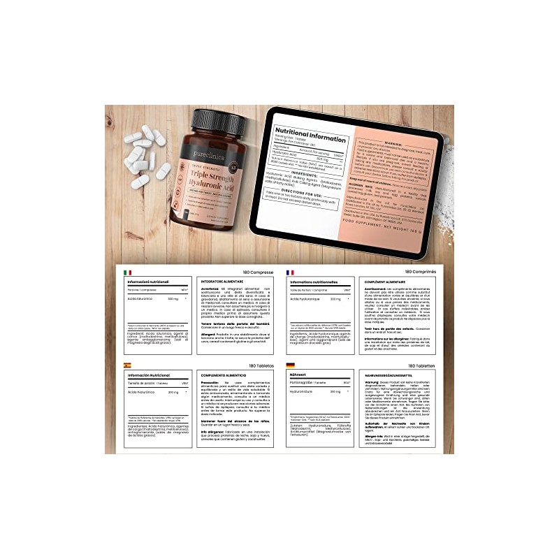 Pureclinica Triple Strength Hyaluronic Acid Supplement C 300mg Per Tablet