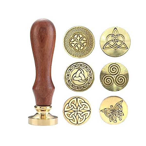Celtic Knot Seal Wax Stamp with 6 Patterns Removable Brass
