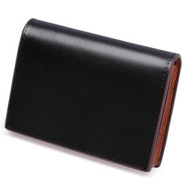 Business Card Holder for Men, Tochigi Leather Genuine Leather Business Card Case with Magnet, Large Capacity for 50 Cards, Unisex, Simple, black/brown