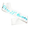 21st Birthday Sash, White Satin Soft Sashes with Blue Foil