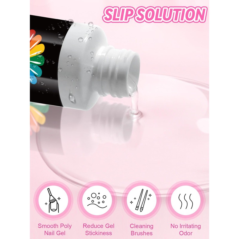 EBANKU Poly Gel Slip Solution Kit - 75ml Anti-Stick Nail