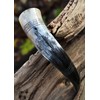 Battle-Merchant High Quality Viking Drinking Horn with Stand and Fenrir