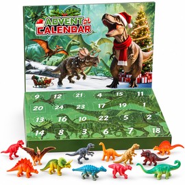 Dinosaur Christmas Countdown Calendar 2026, 24-Day Advent Calendar with 24 Mini Dinosaur Figures, Daily Surprise Gift Set for Kids