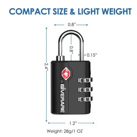 2 Pack TSA Approved Travel Luggage Locks, Suitcase Combination Lock, Keyless 3-Digit Zipper Padlocks, TSA Accepted Compatible Padlock for Gym Locker, Golf Bag Case, Backpack-Black