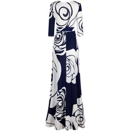 Bon Rosy #MadeInUSA - Vestido cruzado con cuello en V y manga 3/4 para mujer, azul marino, X-Large