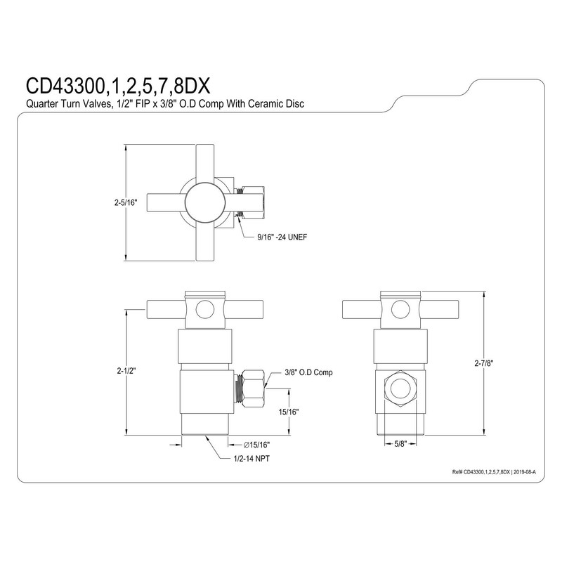Kingston Brass CD43307DX Concord 1/2-Inch IPS X 3/8-Inch OD Comp