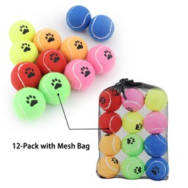 insum Tennis Ball for Dog Pack of 12 Colorful Easy Catching Pet Dog Ball (No Squeak-2.5inch-6colors)