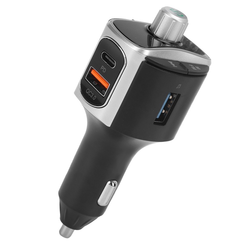 Bluetooth 5.0 FM Transmitter Dual Screen Display 3 USB Ports