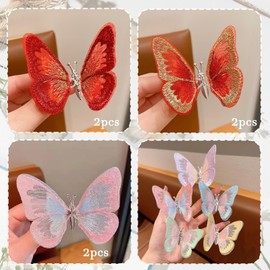 NiceYnn 6 Stück Haarspangen, Schmetterling, Haarspangen, Haar-Zubehör für Frauen und Mädchen, Geburtstag, Hochzeit, Schule, bewegliche Flügel, C