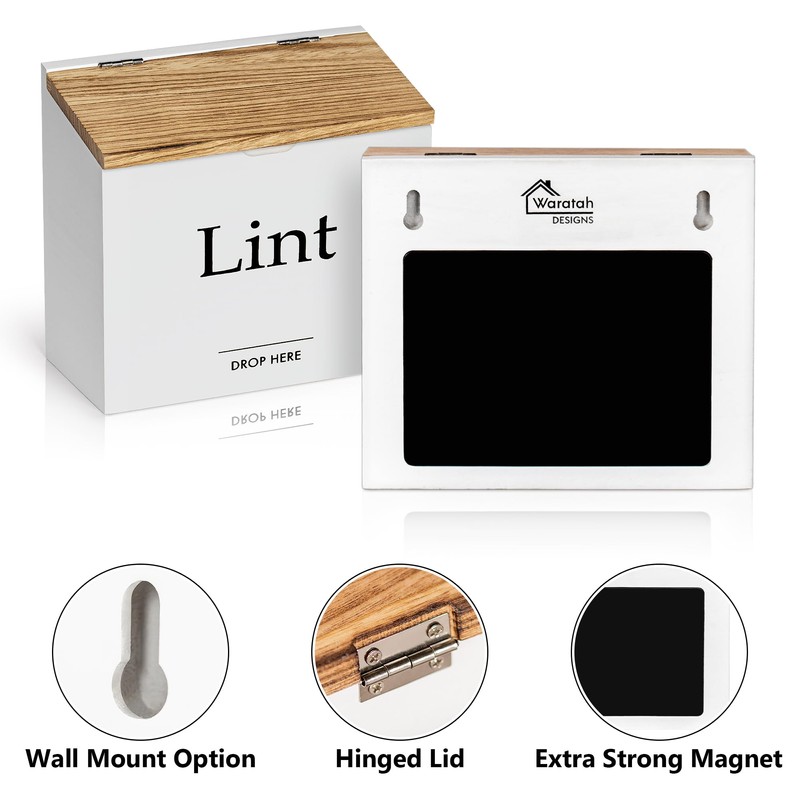 Waratah Designs Magnetic Lint Bin for Laundry Room - Compact