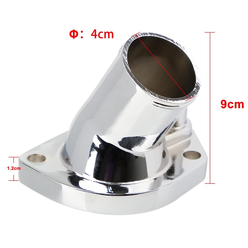CarBole 45 degree Chrome Thermostat Housing Water Neck Compatible with