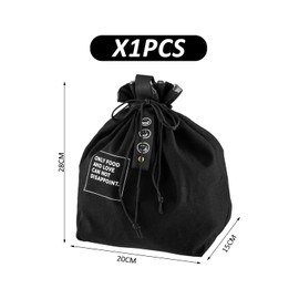 JTMKYO 1 Piece Black Lunch Bag, Insulated Drawstring Bag, Large Capacity Meal Bag, Portable Bento Bag, Insulated Picnic Bag, Waterproof Insulated Lunch Bag