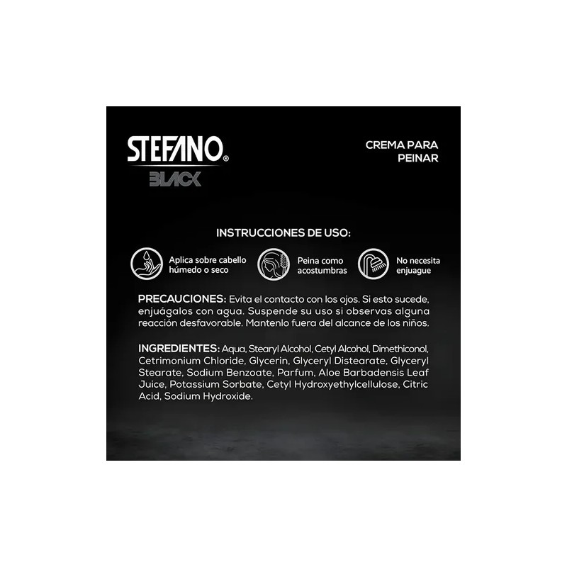 Crema Para Peinar Stefano Black Look Natural 250 Ml