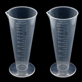 Saim Plastic Graduated Measuring Cup 100mL Capacity Beaker Cone Shape Round Base Labs Kitchen Clear, 2Pcs
