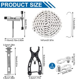 Bike Chain, 6/7/8 Speed Bicycle Chain, Bike Mechanic Repair Kit with Link Plier, Cutter and Inspection Gauge, Multifunctional Bike Tool Set for Road and Mountain Bike