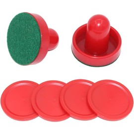 2 Pcs Red Air Hockey Pushers and Air Hockey Pucks Great Goal Handles Paddles Replacement Accessories for Game Tables, Air Hockey Tables and Equipment