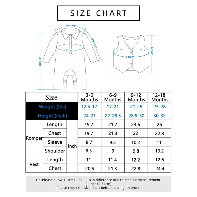 A&J DESIGN Ropa de Bautizo para Niño Traje Formal Mamelucos