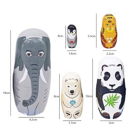 Oneroomone 5 Pieces Russian Matryoshka Dolls, Wooden Animal Nesting Dolls, Beautiful Matryoshka Dolls, Wooden Classic Russian Matryoshka Dolls, for Living Room, Festivals, Parties, Bedroom Decorations