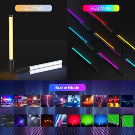 ULANZI VL119 Handheld Light Wand, 360° RGB LED Video Light Stick for Photography, 3300mAh Rechargeable Tube Light for Video Shooting, 2500-9000K Dimmable Camera Light with LCD