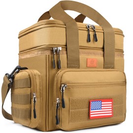CaCTOUR Lunch Box for Men,Double Deck Tactical Lunch Bag with Shoulder Strap,Large Lunch Box Leakproof & Insulated Lunch Cooler Bag for Men Adults Work Shifts Travel Daytrip,20L (Sandy)