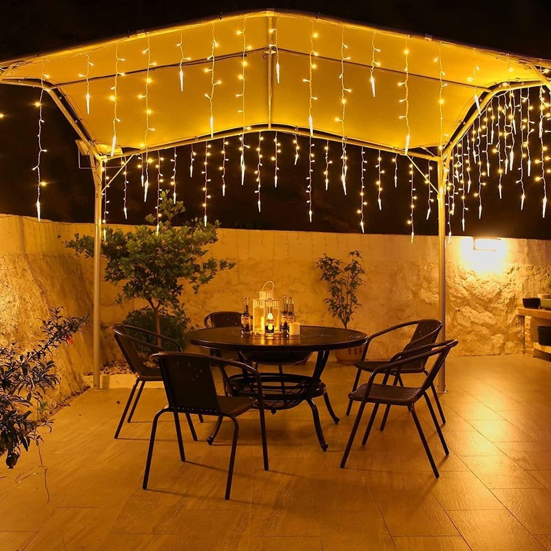 SUAVER Solar Icicle Lights Christmas Decorations with 19 Drops 96LED