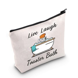 MNIGIU Funny Live Laugh Toaster Bath Makeup Bag Black Humor Cosmetic Bag Funny Toaster Gift Psychologist Gift